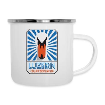 Luzern Schweiz Retro - Emaille-Tasse - Weiß - Rechts
