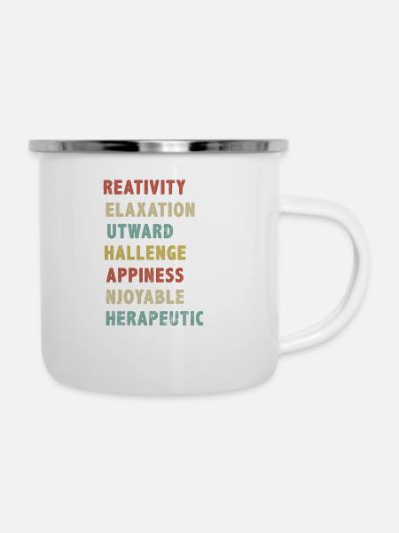 Häkeln, Häkeln Geschenk - Emaille-Tasse - Weiß