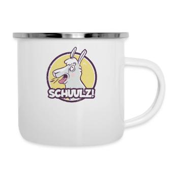 rülpsendes Lama Schulz Spruch lustiges Alpaka - Emaille-Tasse - Weiß - Rechts
