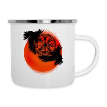 Corbeau d'Odin avec la conception de tatouage de boussole viking - Tasse émaillée - blanc - Droite