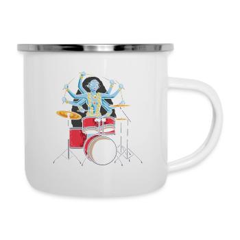 Kali Goddess Playing Drums Drummer Band - Tasse émaillée - blanc - Droite