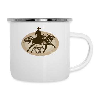 équitation Western - Tasse émaillée - blanc - Droite