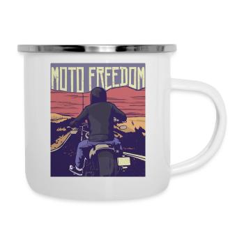 Moto, motocycliste, moto liberté - Tasse émaillée - blanc - Droite