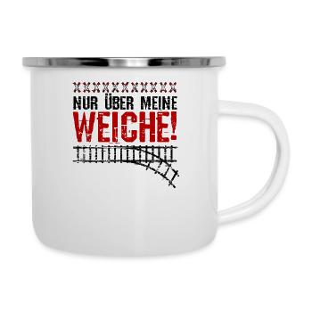 Nur über meine Weiche | Eisenbahn & Modellbahn - Emaille-Tasse - Weiß - Rechts