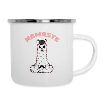 Llama Namaste Meditieren - Emaille-Tasse - Weiß - Rechts