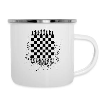 Schachbrett Dame König Schach Spiel Geschenkidee - Emaille-Tasse - Weiß - Rechts