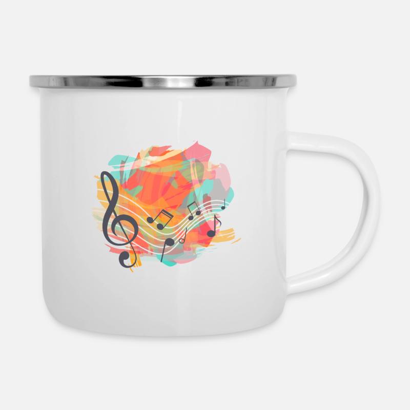 Notes de musique colorées - Tasse émaillée - blanc