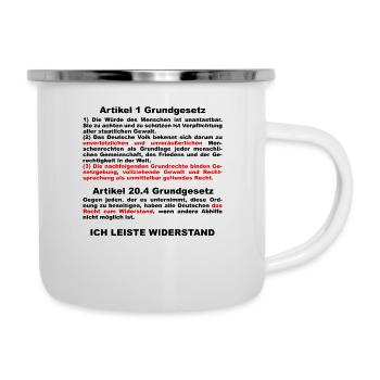 Protestshirt gegen die Abschaffung der Grundrechte - Emaille-Tasse - Weiß - Rechts