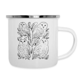 Eulen - Emaille-Tasse - Weiß - Rechts
