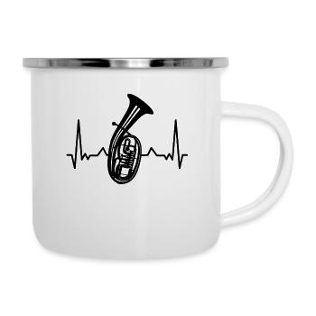Tenorhorn Blechblasinstrument Musikinstrument - Emaille-Tasse - Weiß - Rechts
