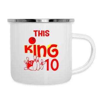This Bowling King Is 10 Years Old - Emaille-Tasse - Weiß - Rechts