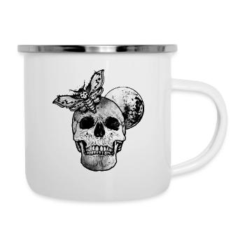 Totenschädel Totenkopf Skull Schädel Rock Gothic - Emaille-Tasse - Weiß - Rechts