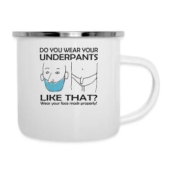 Lustiger Corona Spruch - Emaille-Tasse - Weiß - Rechts