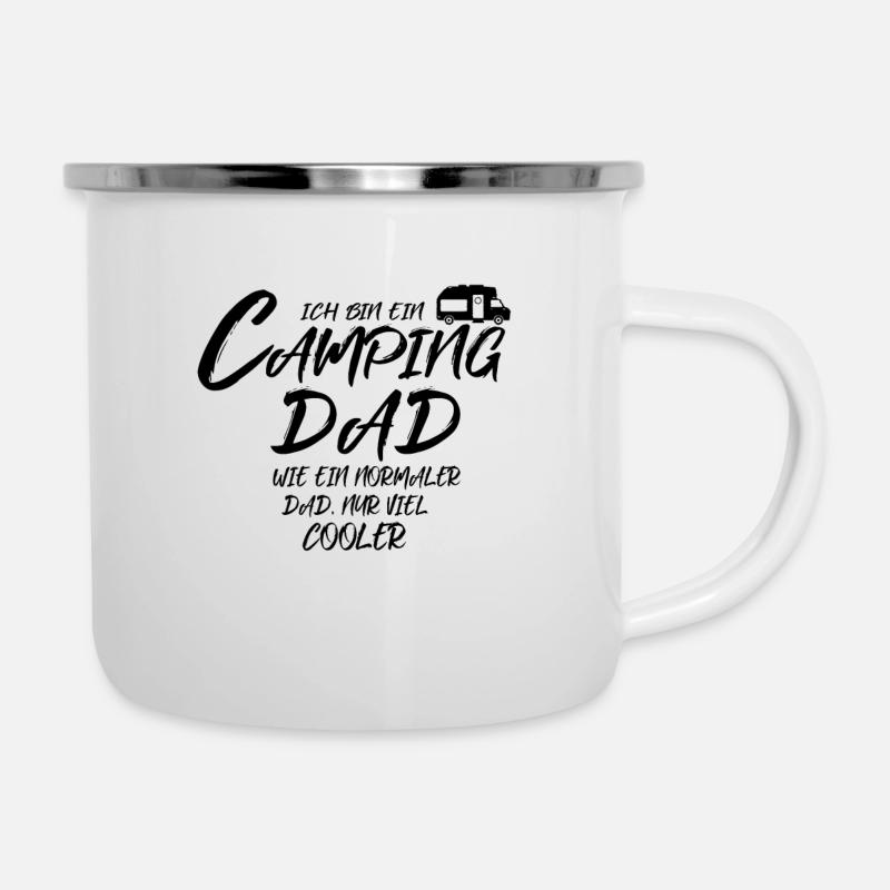 Camping Dad Camper Papa Geschenk - Emaille-Tasse - Weiß