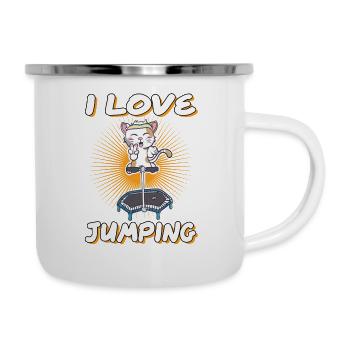 I love Jumping cat trampoline jumpstyle hopping - Tasse émaillée - blanc - Droite