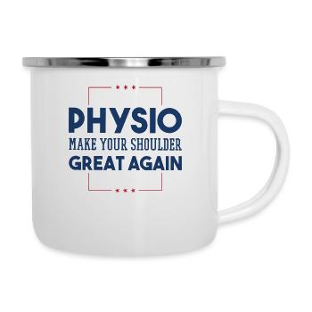 Physiotherapeut Physiotherapie Physio Sprüche - Emaille-Tasse - Weiß - Rechts