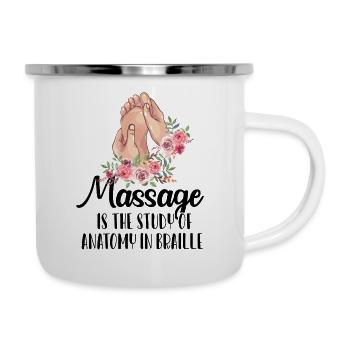 Massage Is The Study Of Anatomy In Braille - Camper Mug - white - Right