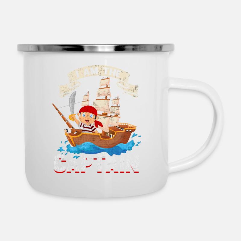 conception de cadeau capitaine pirate petit enfant - Tasse émaillée - blanc