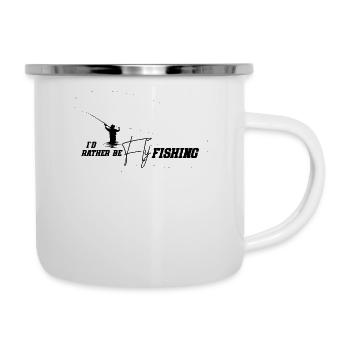 I'd Rather Be Fly Fishing - Cooles Fliegenfischer - Emaille-Tasse - Weiß - Rechts