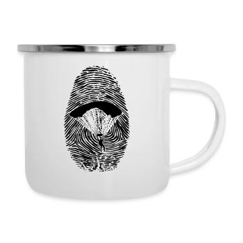 Fallschirm Skydiving Abdruck - Emaille-Tasse - Weiß - Rechts
