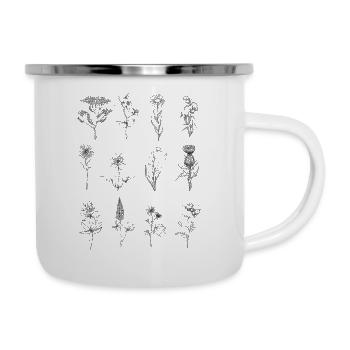 Wildblumen Line Art - Emaille-Tasse - Weiß - Rechts