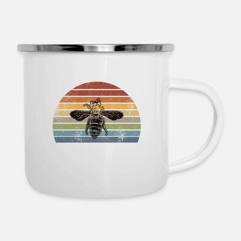 Biene Honig Biene Retro - Emaille-Tasse - Weiß