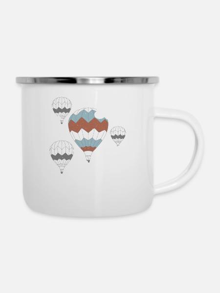 Heißluftballons - Emaille-Tasse - Weiß