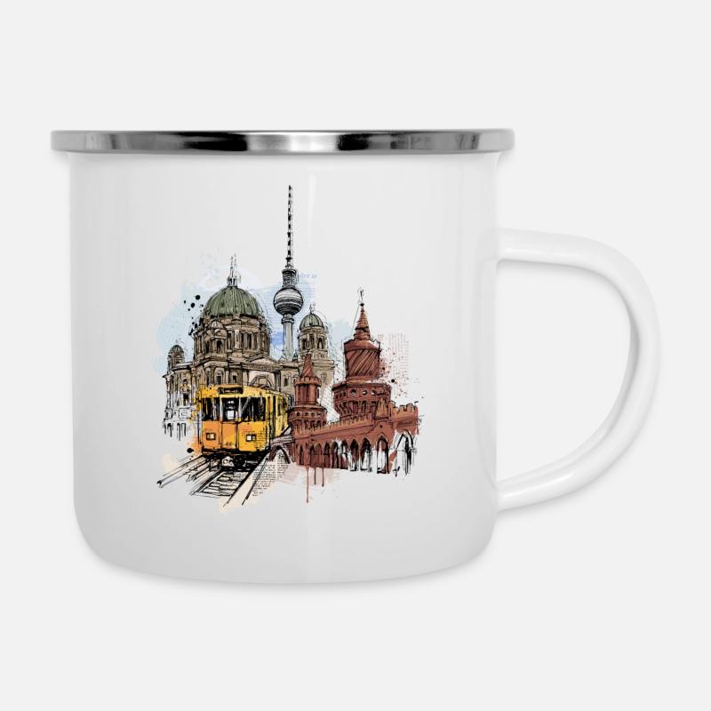Berlin subway collage - Camper Mug - white
