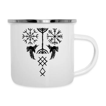 Wikinger Symbole und Zeichen Tattoo Design - Emaille-Tasse - Weiß - Rechts