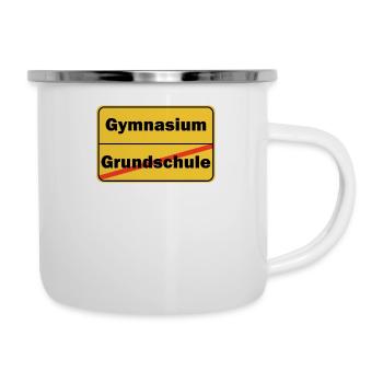 Grundschule Gymnasium Ortsschild Schule - Emaille-Tasse - Weiß - Rechts