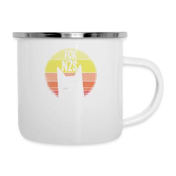 FCK NZS Katze Katzen Katzenliebhaber Geschenk - Emaille-Tasse - Weiß - Rechts