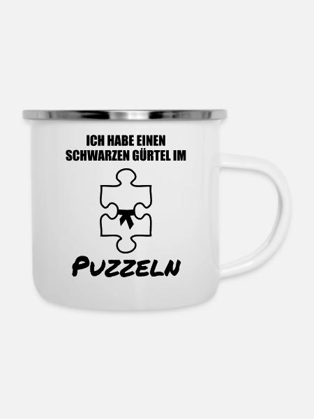 Puzzle Puzzlespiele Liebhaber Spruch Geschenk - Emaille-Tasse - Weiß