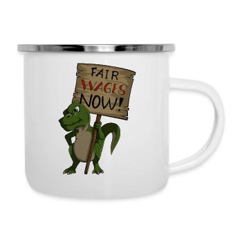 Fair Wages Salary Strike Dino Union - Camper Mug - white - Right