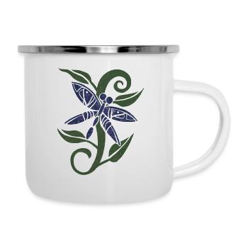 Blaue Libelle - Emaille-Tasse - Weiß - Rechts
