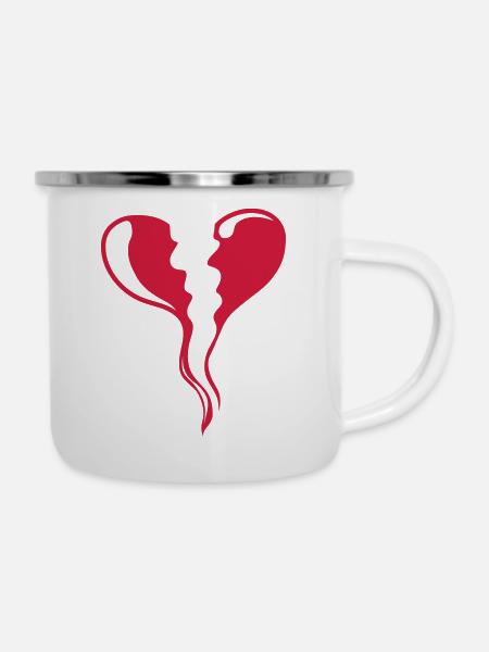 Herz Zerbrochen Liebeskummer - Emaille-Tasse - Weiß