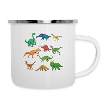 Dinosaurier-Arten Grafiken Dino T-Rex Jungen Dinos - Emaille-Tasse - Weiß - Rechts