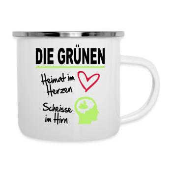 Politik Die Grünen Sprüche Scheisse Hirn - Emaille-Tasse - Weiß - Rechts