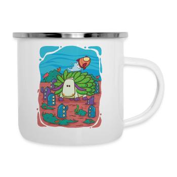 Leaf-sheep-snail visits underwater city - Camper Mug - white - Right