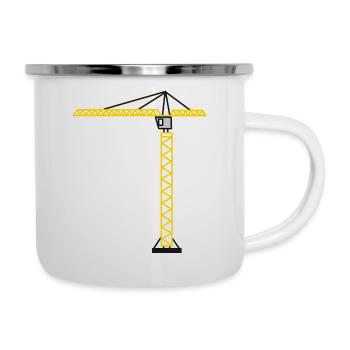 Kran - Emaille-Tasse - Weiß - Rechts
