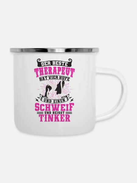 Tinker Pferd - Emaille-Tasse - Weiß