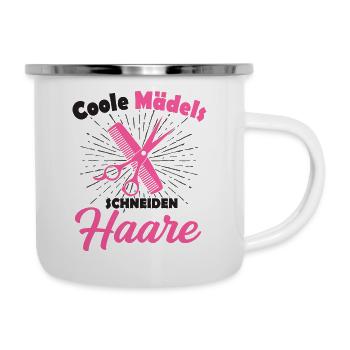 Friseurin - Emaille-Tasse - Weiß - Rechts