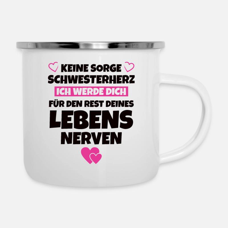 Schwester Weihnachtsgeschenk - Emaille-Tasse - Weiß