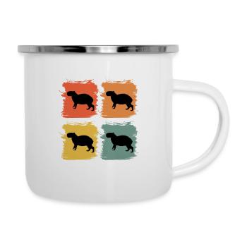 Capybara Wildtier Tier Retro Pop Art Geschenkidee - Emaille-Tasse - Weiß - Rechts