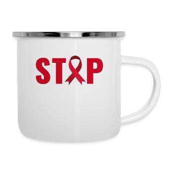 Stopp Gewalt - Emaille-Tasse - Weiß - Rechts