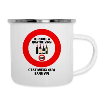 limite de vitesse à 80 - Tasse émaillée - blanc - Droite