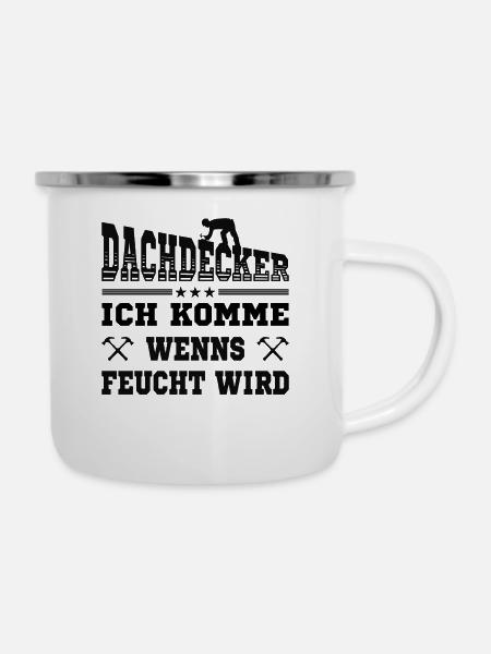 Dachdecker - Emaille-Tasse - Weiß
