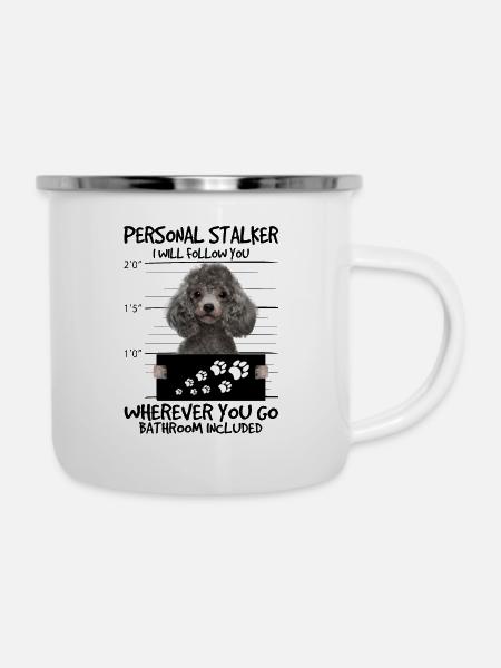 Pudel - Emaille-Tasse - Weiß