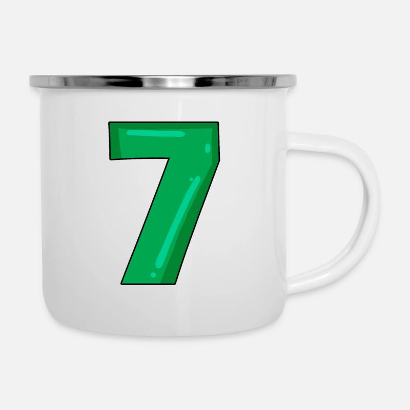 Numéro 7 - Tasse émaillée - blanc