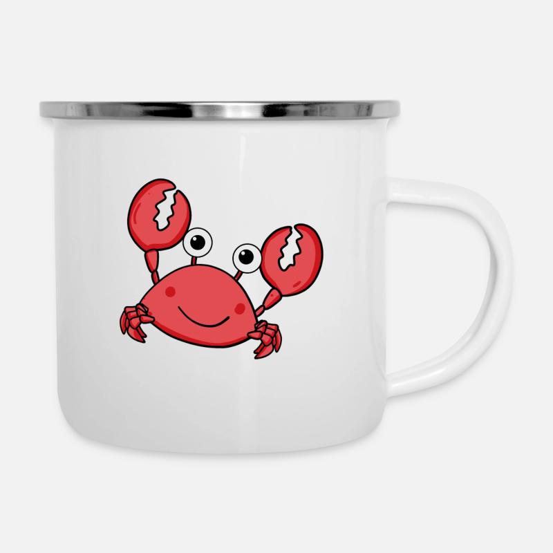 Krabbe - Emaille-Tasse - Weiß