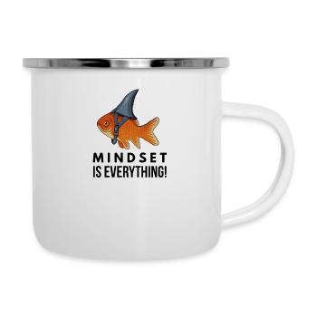 Motivational, Mindset is Everything, Goldfish - Emaille-Tasse - Weiß - Rechts